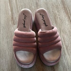 Free People Blush Suede Mules